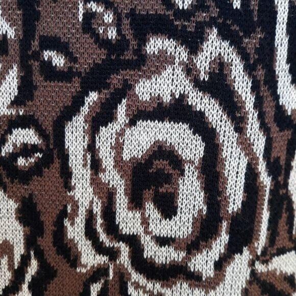 Nine West Knit Long Sleeve Scoop Neck Aline Sweater Dress Herringbone Rosette S - Picture 2 of 11